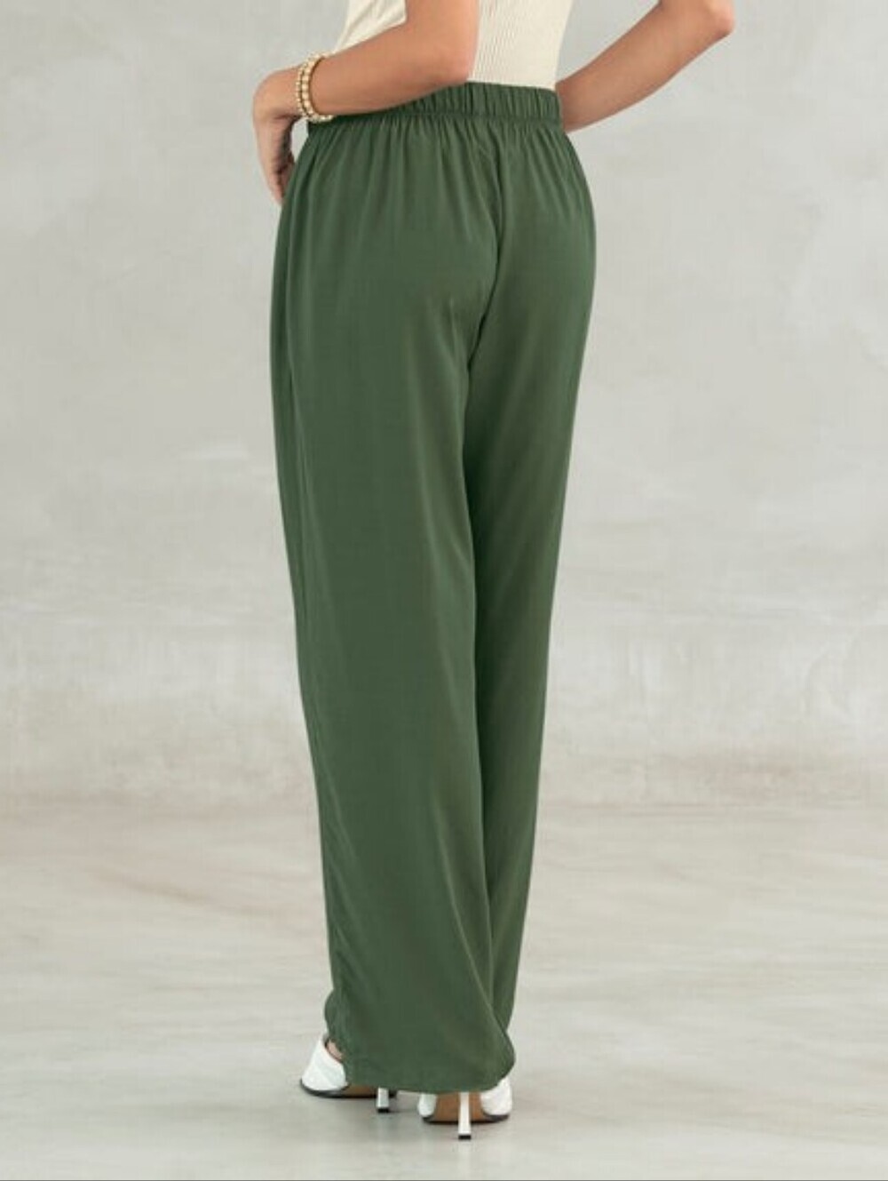 Antthony Olive Green Wide Leg Pull-On Pants